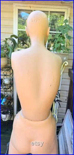 Vintage Female Full Kneeling Mannequin Torso and Legs, no Arms, Head Dress Form, Wig Holder, Hat Holder, Sunglasses Holder