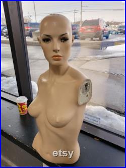 Vintage Female Mannequin Realistic Full Size body antique store hat display head