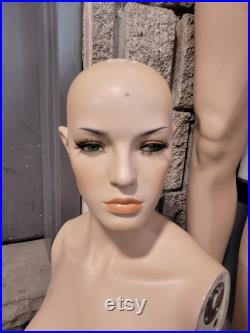 Vintage Female Mannequin Realistic Full Size body antique store hat display head