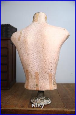 Vintage Female Mannequin bust antique store counter Jewelry necklace clothing display wood base