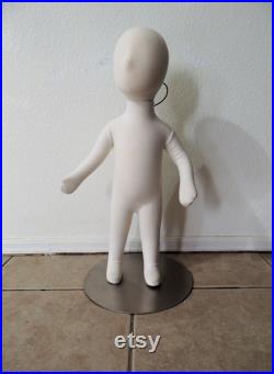 Vintage Flexible Unisex Child Mannequin Form, with metal Standing base, removeable Head, for Retail or Seamstress.