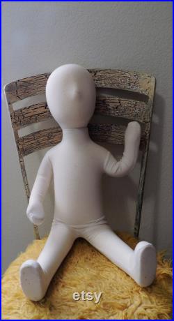 Vintage Flexible Unisex Child Mannequin Form, with metal Standing base, removeable Head, for Retail or Seamstress.