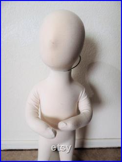 Vintage Flexible Unisex Child Mannequin Form, with metal Standing base, removeable Head, for Retail or Seamstress.