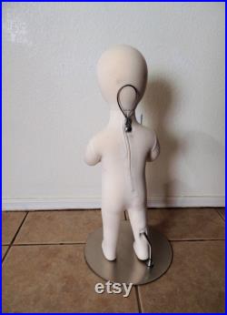 Vintage Flexible Unisex Child Mannequin Form, with metal Standing base, removeable Head, for Retail or Seamstress.