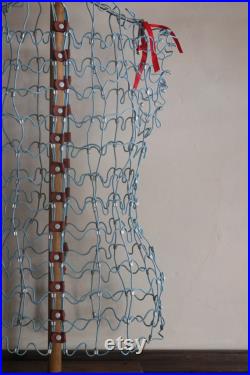Vintage French Blue Wire Dress Making Mannequin