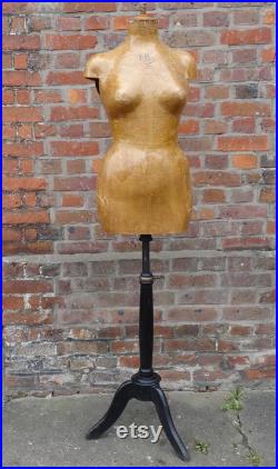 Vintage French Cleo Paris Female Papier Mache Tailors Mannequin Dummy Antique Dress Makers Dummy