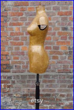 Vintage French Cleo Paris Female Papier Mache Tailors Mannequin Dummy Antique Dress Makers Dummy