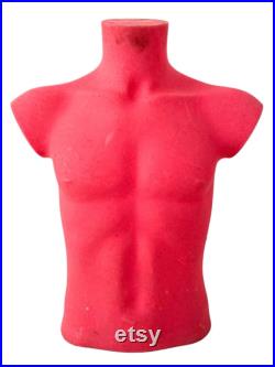 Vintage French Pink Male Torso Mannequin plastic lifesize dummy wallhanging floor standing shirt display circa 1980-90's EVE