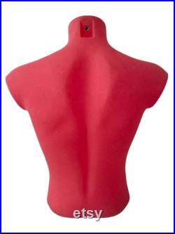 Vintage French Pink Male Torso Mannequin plastic lifesize dummy wallhanging floor standing shirt display circa 1980-90's EVE