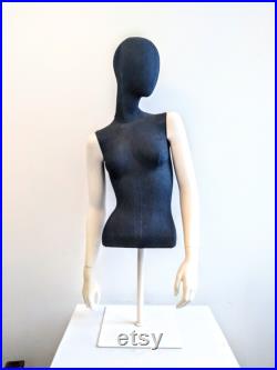 Vintage German Genesis Denim Torso Head Mannequin Lifesize Dummy Tailor Bust Model Shop Display circa 1990-00's EVE of England