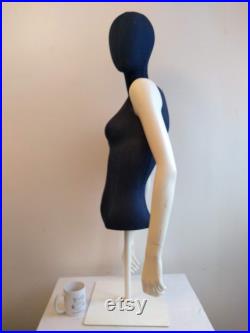 Vintage German Genesis Denim Torso Head Mannequin Lifesize Dummy Tailor Bust Model Shop Display circa 1990-00's EVE of England