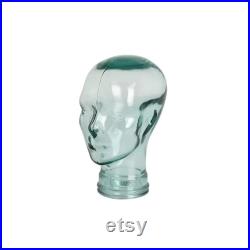 Vintage Glass Mannequin Head 1970s Green Glass dress form head hat Life Size Glass Mannequin Bust Spain Mannequin Display Decor