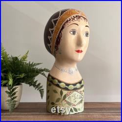 Vintage Hand Painted Mannequin Head Decorative Hat Stand or Wig Holder