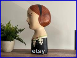 Vintage Hand Painted Mannequin Head Decorative Hat Stand or Wig Holder