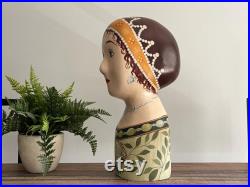 Vintage Hand Painted Mannequin Head Decorative Hat Stand or Wig Holder