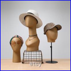 Vintage Handmade Brown Paper Head Mannequin,High-grade Boutique Head Model for Sunglasses Display Rack Wig Jewelry Display Holder