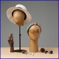 Vintage Handmade Brown Paper Head Mannequin,High-grade Boutique Head Model for Sunglasses Display Rack Wig Jewelry Display Holder