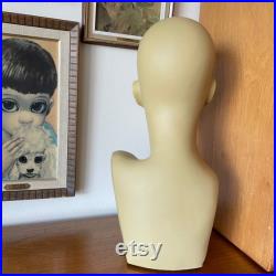 Vintage Italian Mannequin Head and Bust, Hard Plastic, Vinyl, Pretty with Eyelashes, Womans Clothing, Hat, Wig, Fashion, Store, Boutique Display