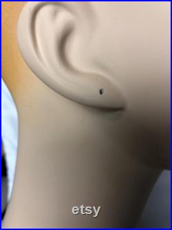 Vintage Kiss Me fiberglass Adult Female mannequin Head Bust 17 tall Detailed face, holes for earrings to display