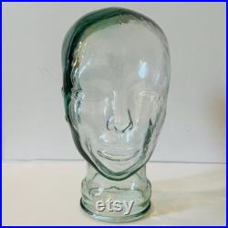Vintage Large Clear Glass Mannequin Head Glass Hat Store Display Clear Glass Head Hat Stand Eyeglass Display