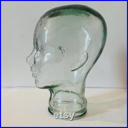 Vintage Large Clear Glass Mannequin Head Glass Hat Store Display Clear Glass Head Hat Stand Eyeglass Display