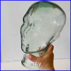 Vintage Large Clear Glass Mannequin Head Glass Hat Store Display Clear Glass Head Hat Stand Eyeglass Display