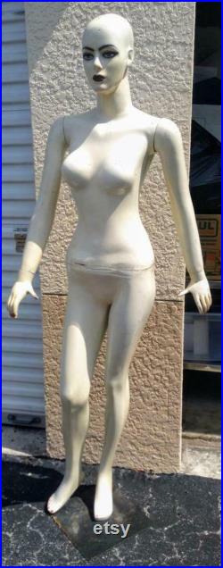 Vintage Life Size Female Woman Lady Store Display Mannequin Statue Figure and Base