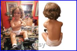 Vintage Little Girl Mannequin Toddler Made In Denmark with Clothes and Hair