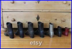 Vintage Lot of 7 Cast Metal Mannequin Boots Victorian Ladies Button Up Style, Vintage Cast Iron Boots