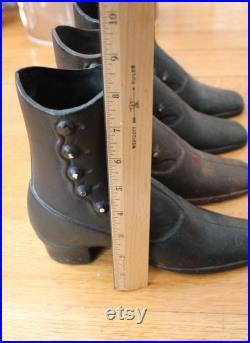 Vintage Lot of 7 Cast Metal Mannequin Boots Victorian Ladies Button Up Style, Vintage Cast Iron Boots