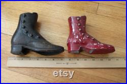 Vintage Lot of 7 Cast Metal Mannequin Boots Victorian Ladies Button Up Style, Vintage Cast Iron Boots
