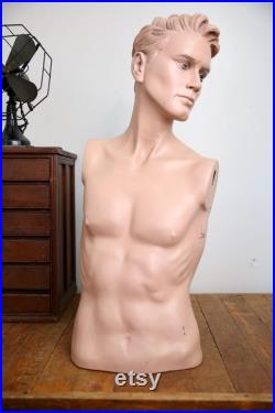 Vintage Male Mannequin Realistic Full Size body antique store display head bust hat stand