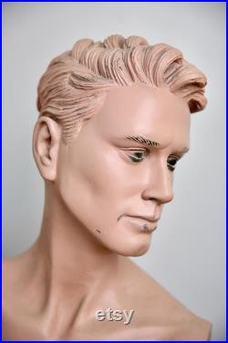 Vintage Male Mannequin Realistic Full Size body antique store display head bust hat stand