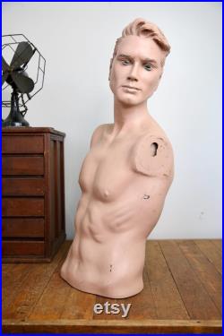 Vintage Male Mannequin Realistic Full Size body antique store display head bust hat stand