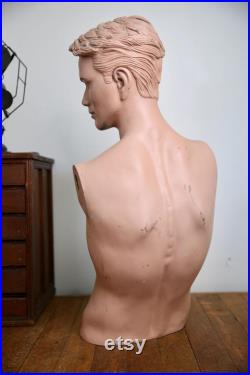 Vintage Male Mannequin Realistic Full Size body antique store display head bust hat stand