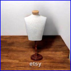Vintage Male Torso Mannequin on Turned Wood Base Heathered Gray Knit, by Silvestri