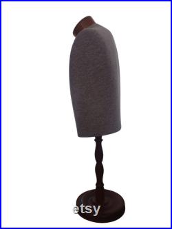 Vintage Male Torso Mannequin on Turned Wood Base Heathered Gray Knit, by Silvestri