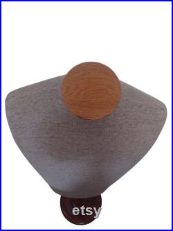 Vintage Male Torso Mannequin on Turned Wood Base Heathered Gray Knit, by Silvestri