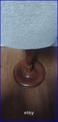 Vintage Male Torso Mannequin on Turned Wood Base Heathered Gray Knit, by Silvestri