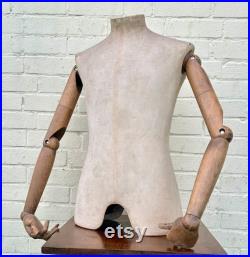 Vintage Male articulated Shop Display Mannequin torso antique decor retail mancave haberdashery industrial tailor