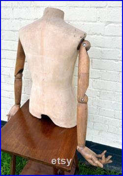 Vintage Male articulated Shop Display Mannequin torso antique decor retail mancave haberdashery industrial tailor