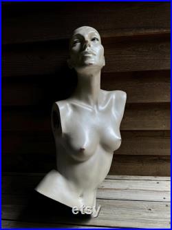 Vintage Mannequin Adel Rootstein Woman Torso Head Human Form Pearlescent Display Photo Op England US