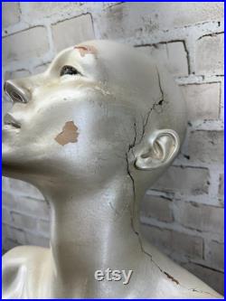 Vintage Mannequin Adel Rootstein Woman Torso Head Human Form Pearlescent Display Photo Op England US