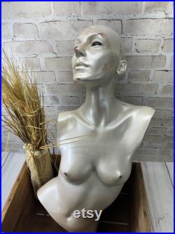 Vintage Mannequin Adel Rootstein Woman Torso Head Human Form Pearlescent Display Photo Op England US
