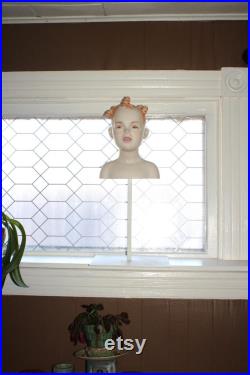 Vintage Mannequin Girl Head Bust on Stand