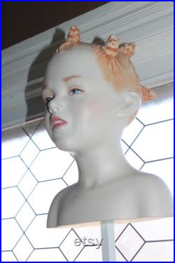Vintage Mannequin Girl Head Bust on Stand