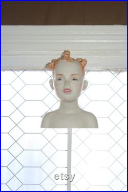 Vintage Mannequin Girl Head Bust on Stand