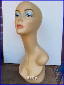 Vintage Mannequin, Hair Wig, Hat, Jewelry Display, Female Lady Head,