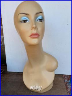 Vintage Mannequin, Hair Wig, Hat, Jewelry Display, Female Lady Head,
