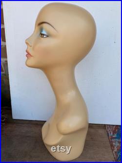 Vintage Mannequin, Hair Wig, Hat, Jewelry Display, Female Lady Head,